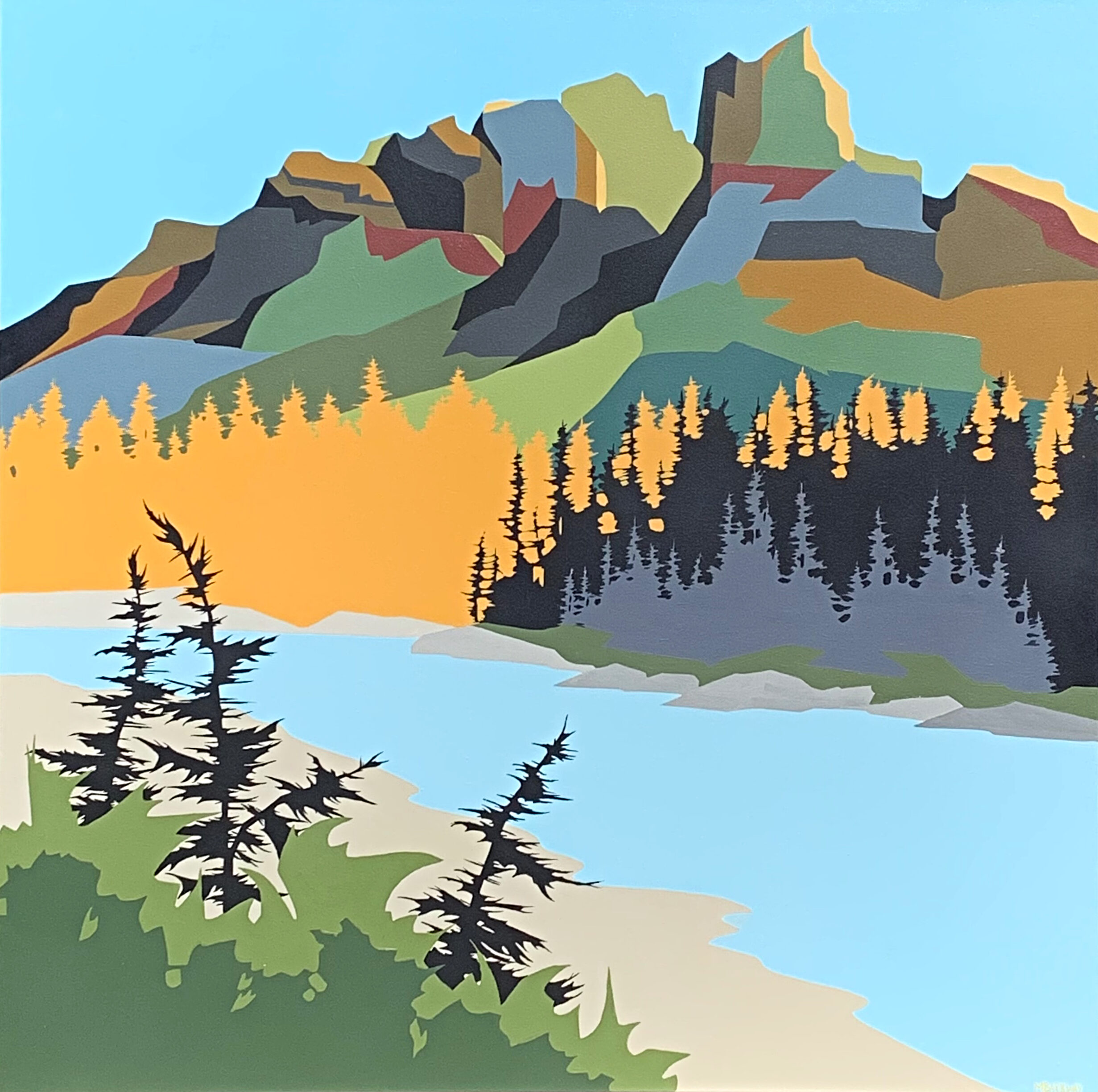 Mountain Empire, original acrylic landscape painting of Castle Mountain by Michelle Barkway | Effusion Art Gallery, Invermere BC