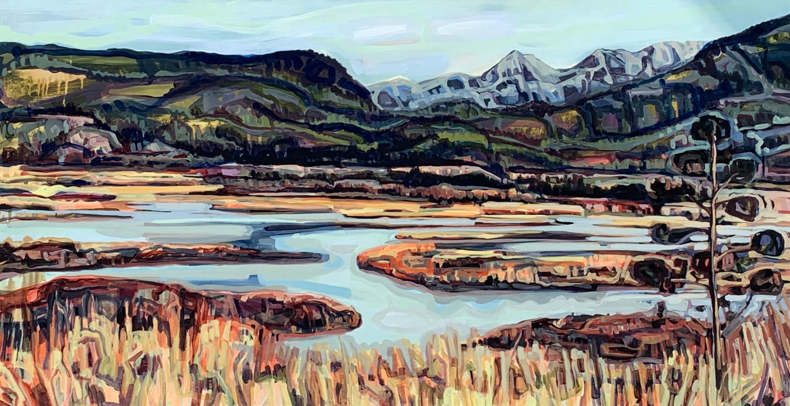 Columbia Valley, original acrylic landscape painting by Sandy Kunze | Effusion Art Gallery, Invermere BC