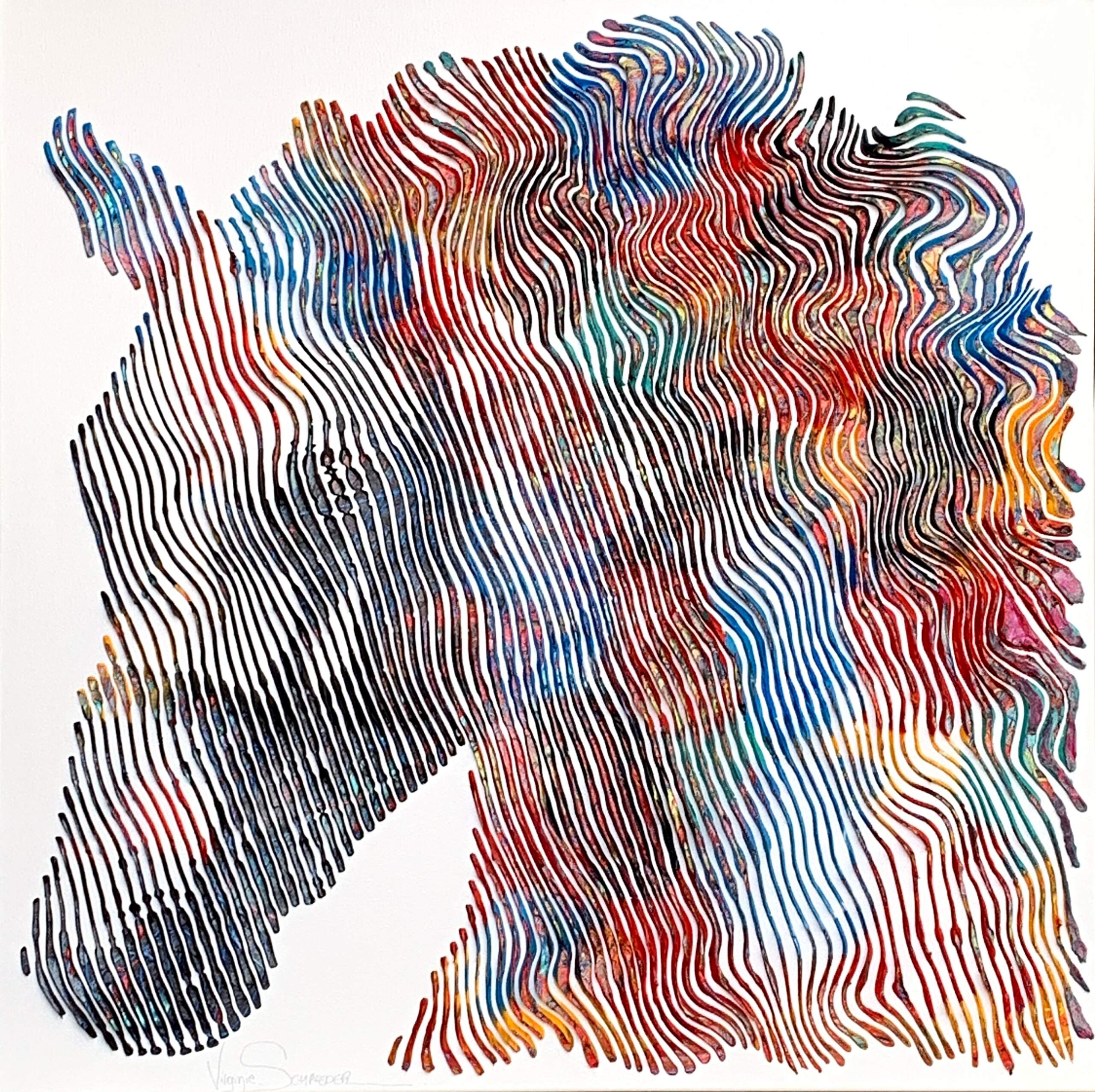 Riding Like the Wind, 3-D mixed media horse painting by Virginie Schroeder | Effusion Art Gallery, Invermere BC