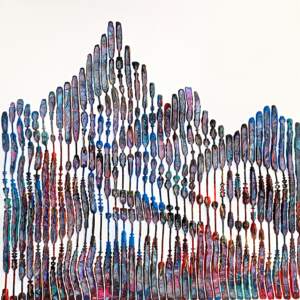 Vibrant 3-D painting of the Rocky Mountains by Virginie Schroeder