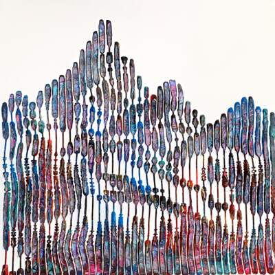 The Rocky Mountain of My Love, 3-D mixed media mountain landscape painting by Virginie Schroeder | Effusion Art Gallery, Invermere BC