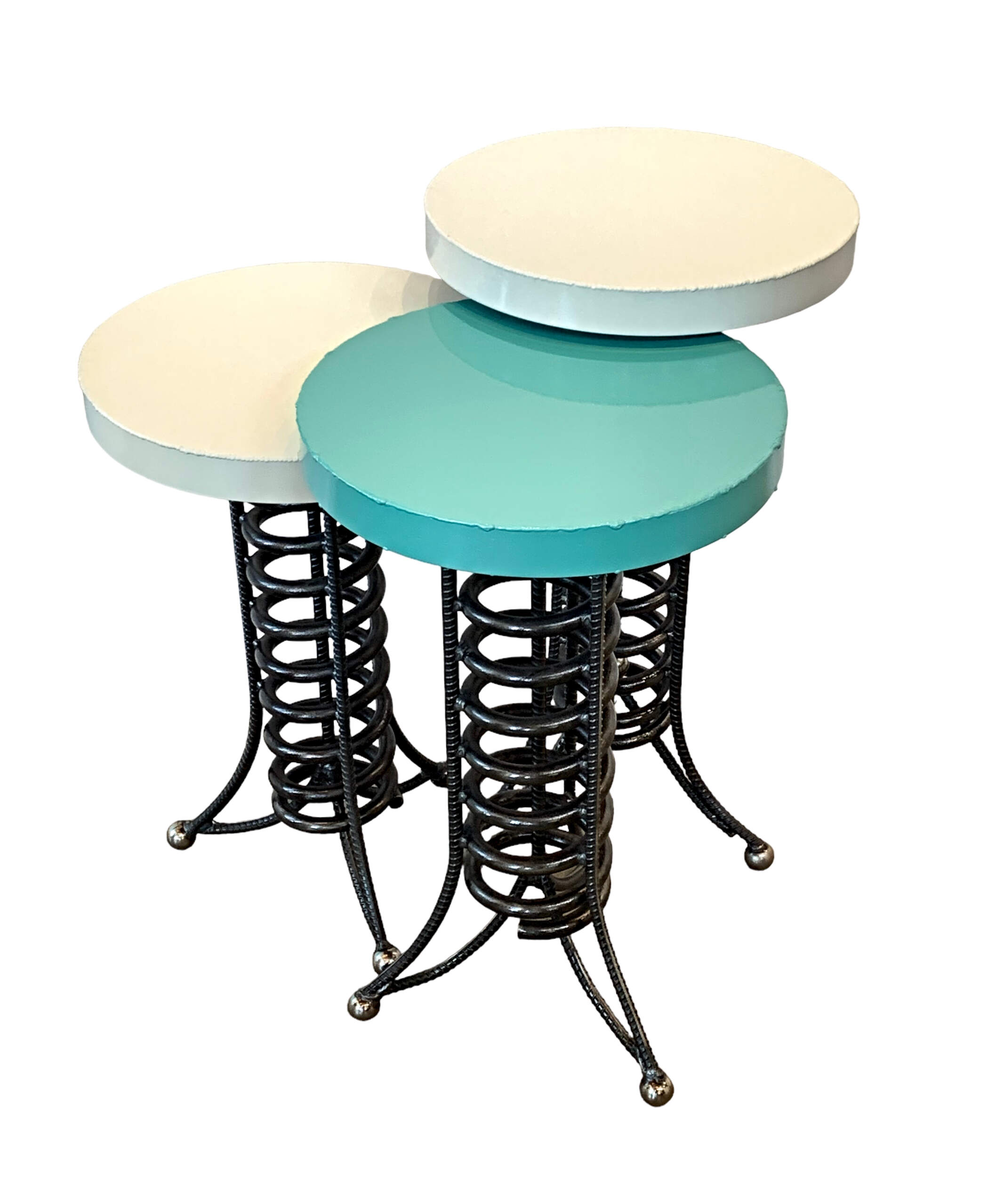 Alpine Side Tables, reclaimed metal nesting side tables by Wendy Stone | Effusion Art Gallery, Invermere BC
