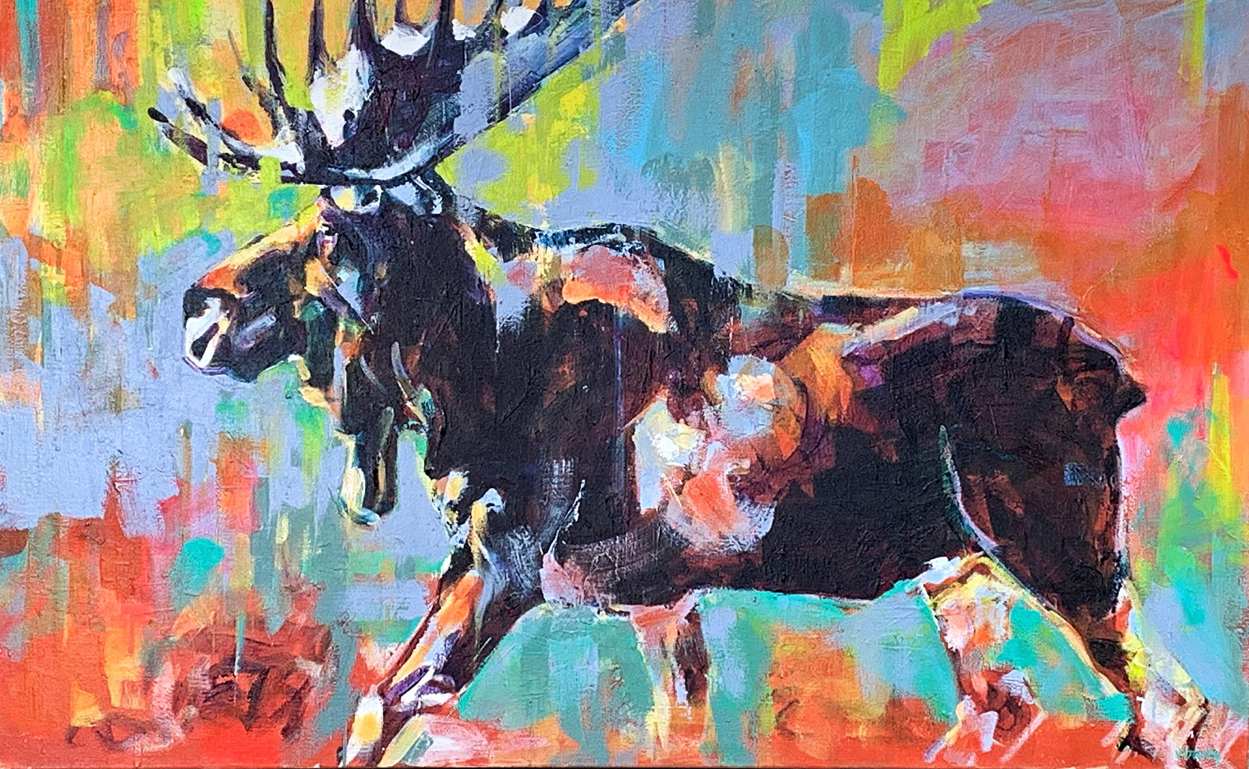 Bull Moose on the Move by Verne Busby, 30