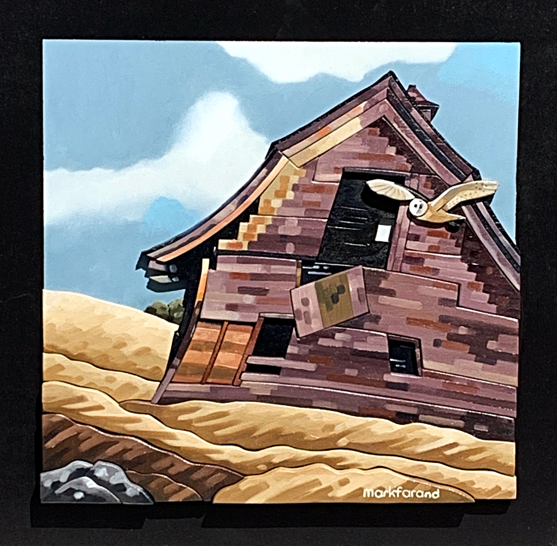 Passing Through, 3-D mixed media old barn painting by Mark Farand | Effusion Art Gallery, Invermere BC
