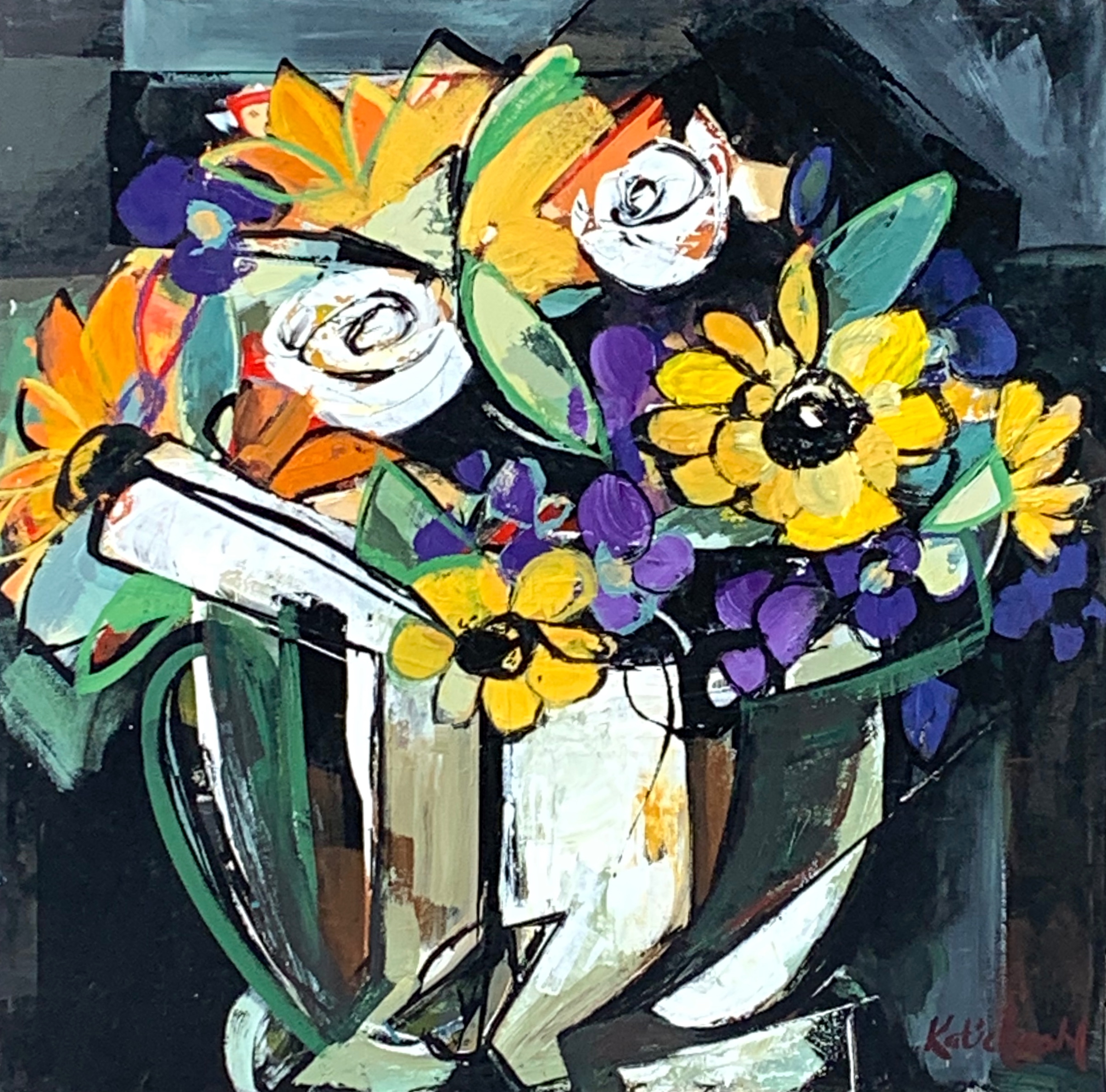 Just Because, acrylic flower painting by Katie Lois | Effusion Art Gallery, Invermere BC