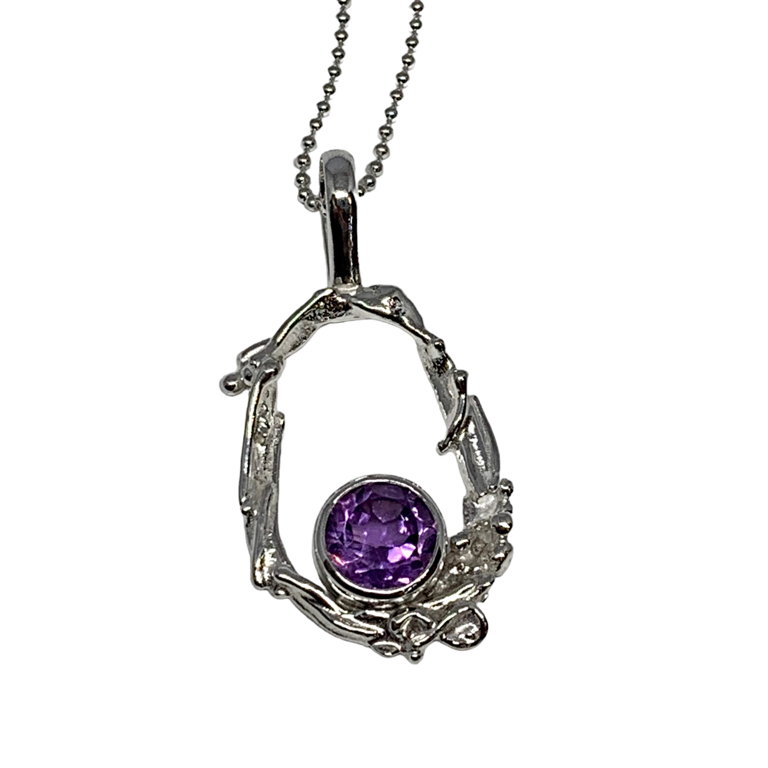 Handmade silver + amethyst necklace by A&R Jewellery | Effusion Art Gallery, Invermere BC