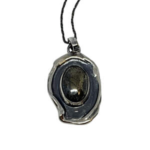Handmade silver + pyrite necklace by A&R Jewellery | Effusion Art Gallery, Invermere BC