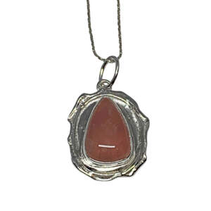 Handmade silver + rose quartz necklace by A&R Jewellery | Effusion Art Gallery, Invermere BC