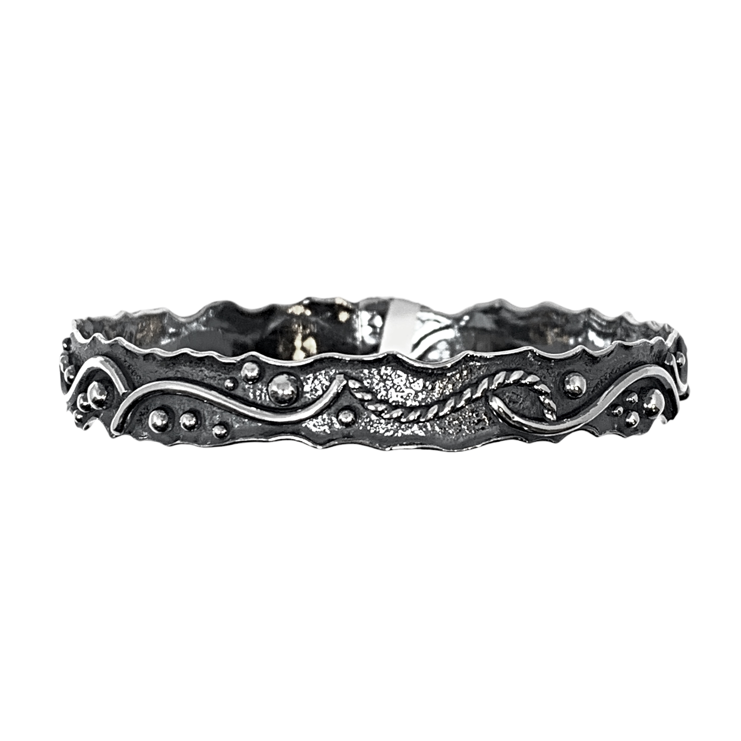 Handmade textured silver bangle by A&R Jewellery | Effusion Art Gallery, Invermere BC