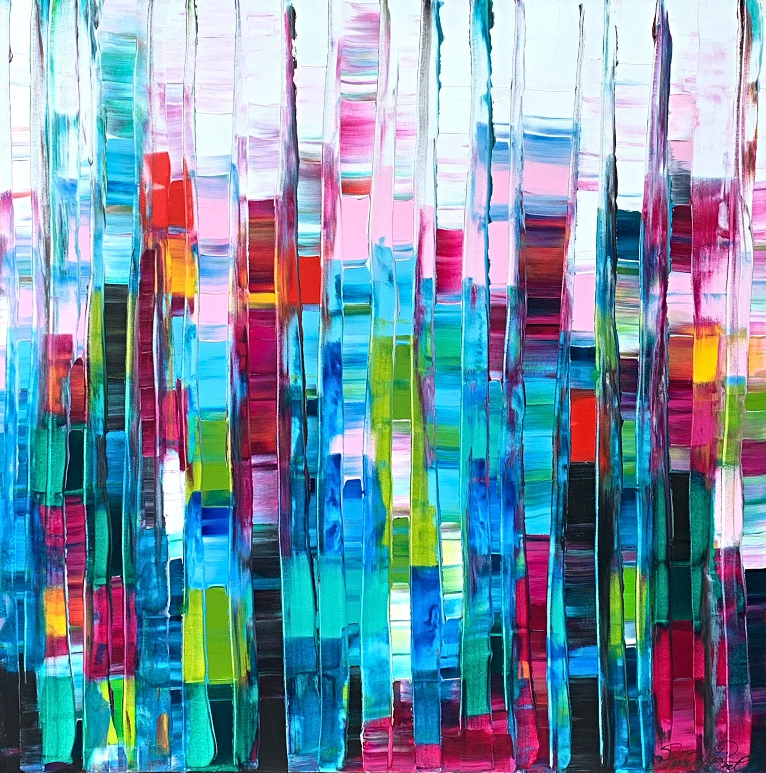 At the Start of the Hike, original acrylic abstract painting by Stephanie Rivet | Effusion Art Gallery, Invermere BC