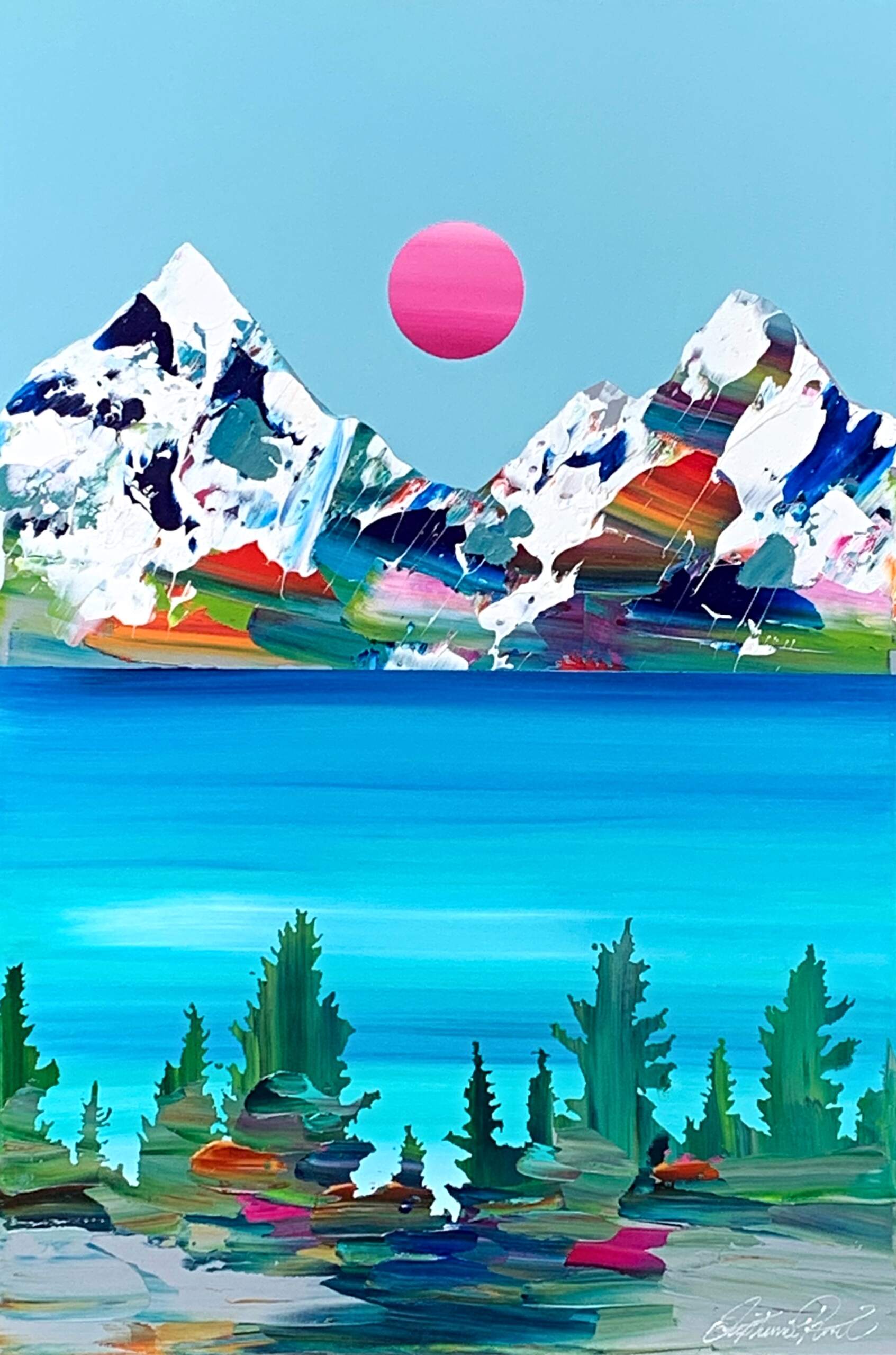 Rocheuses 823, original acrylic mountain landscape painting by Stephanie Rivet | Effusion Art Gallery, Invermere BC