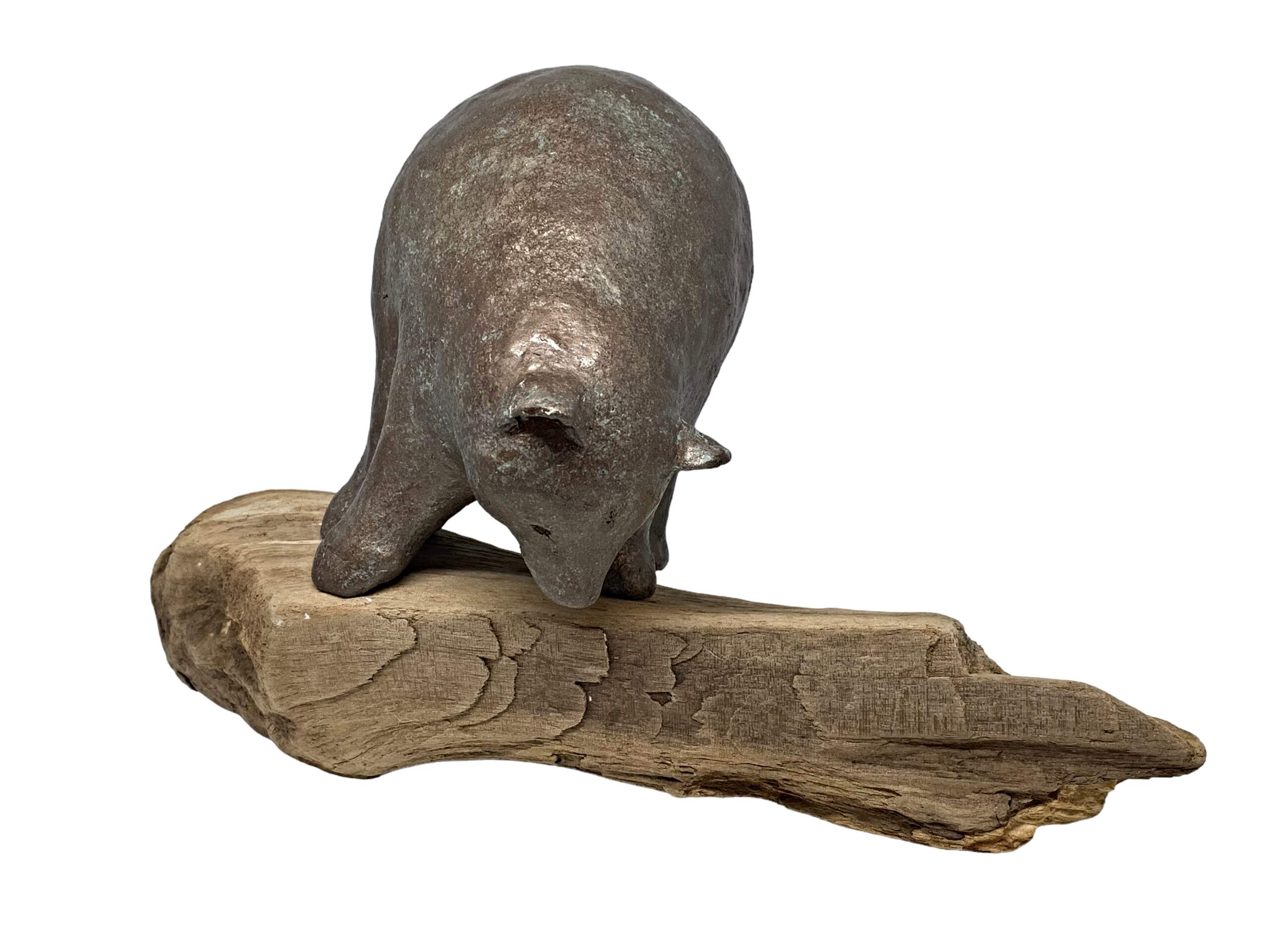 Foresting Time, mixed media bear sculpture by Karin Taylor | Effusion Art Gallery, Invermere BC