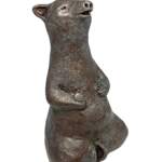 Zen Happens, mixed media yoga bear sculpture by Karin Taylor | Effusion Art Gallery, Invermere BC