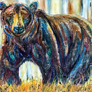 Original mixed media grizzly bear painting by David