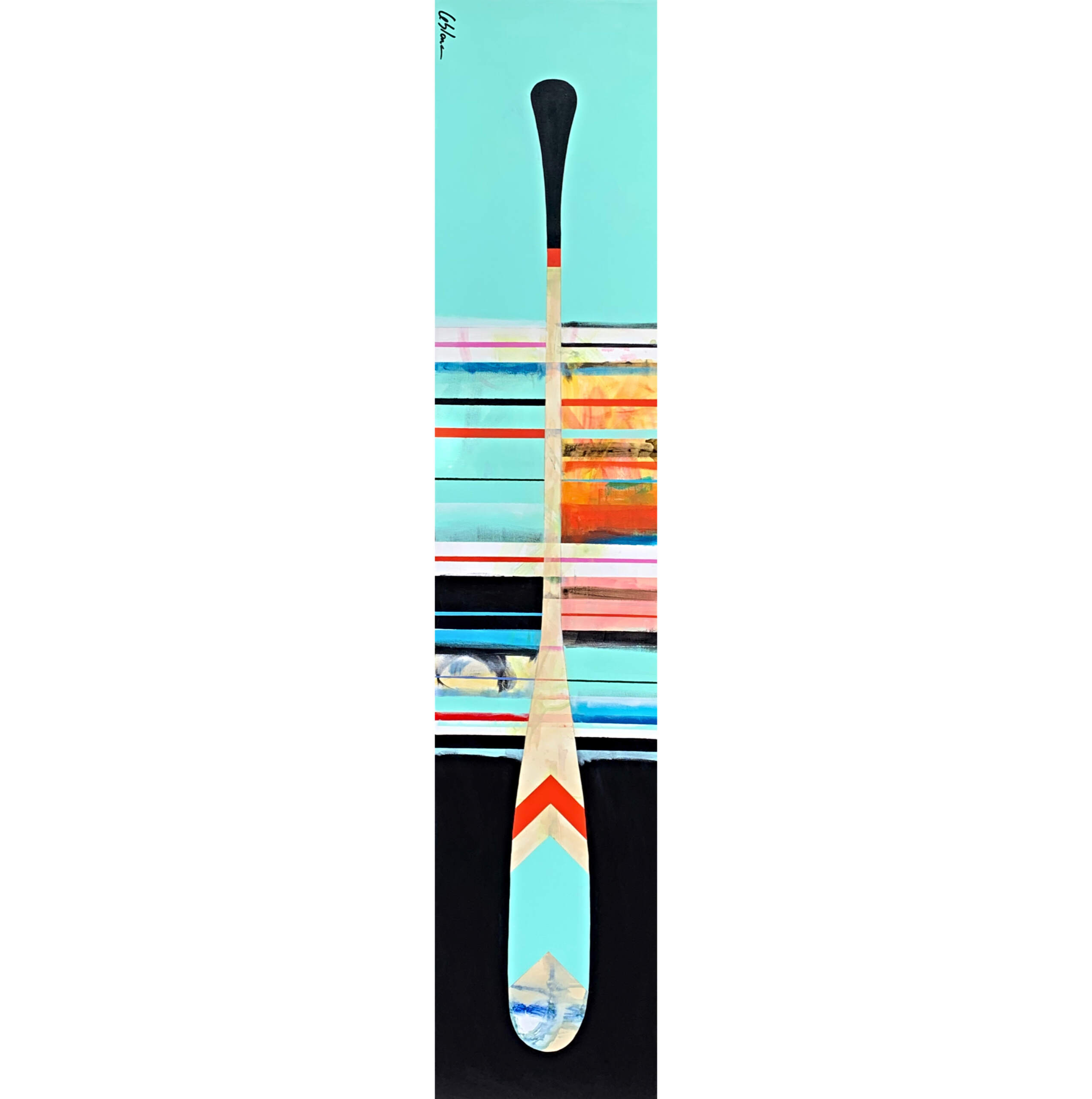 Descente, mixed media paddle painting by Sylvain Leblanc | Effusion Art Gallery, Invermere BC