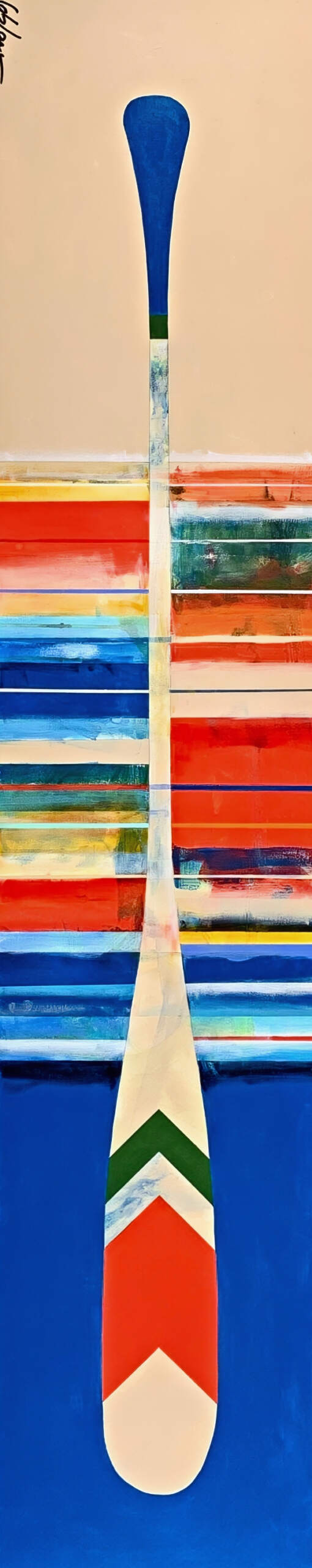Rapide sauvage, mixed media paddle painting by Sylvain Leblanc | Effusion Art Gallery, Invermere BC