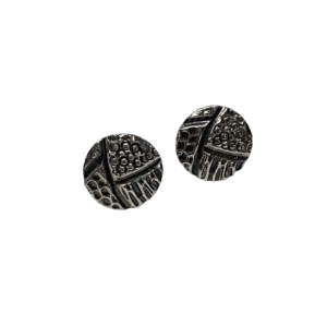 textured sterling silver stud earrings by Karyn Chopik at Effusion Art Gallery in Invermere, BC.