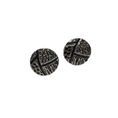 textured sterling silver stud earrings by Karyn Chopik at Effusion Art Gallery in Invermere, BC.