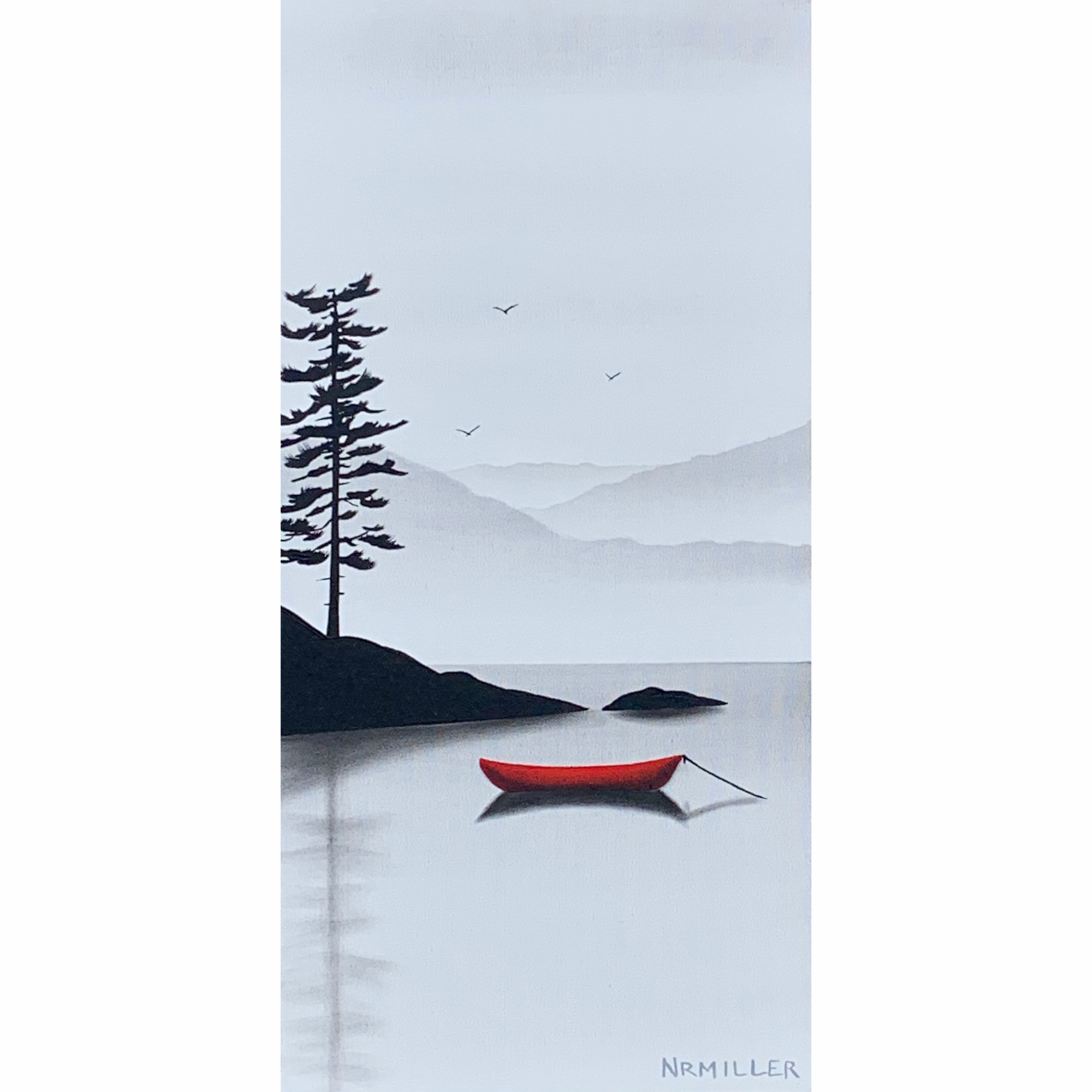 Mountain Lake Memories, mixed media landscape painting by Natasha Miller | Effusion Art Gallery in Invermere, BC