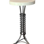 Alpine Side Table 5, reclaimed steel with a cream top by Wendy Stone | Effusion Art Gallery, Invermere BC