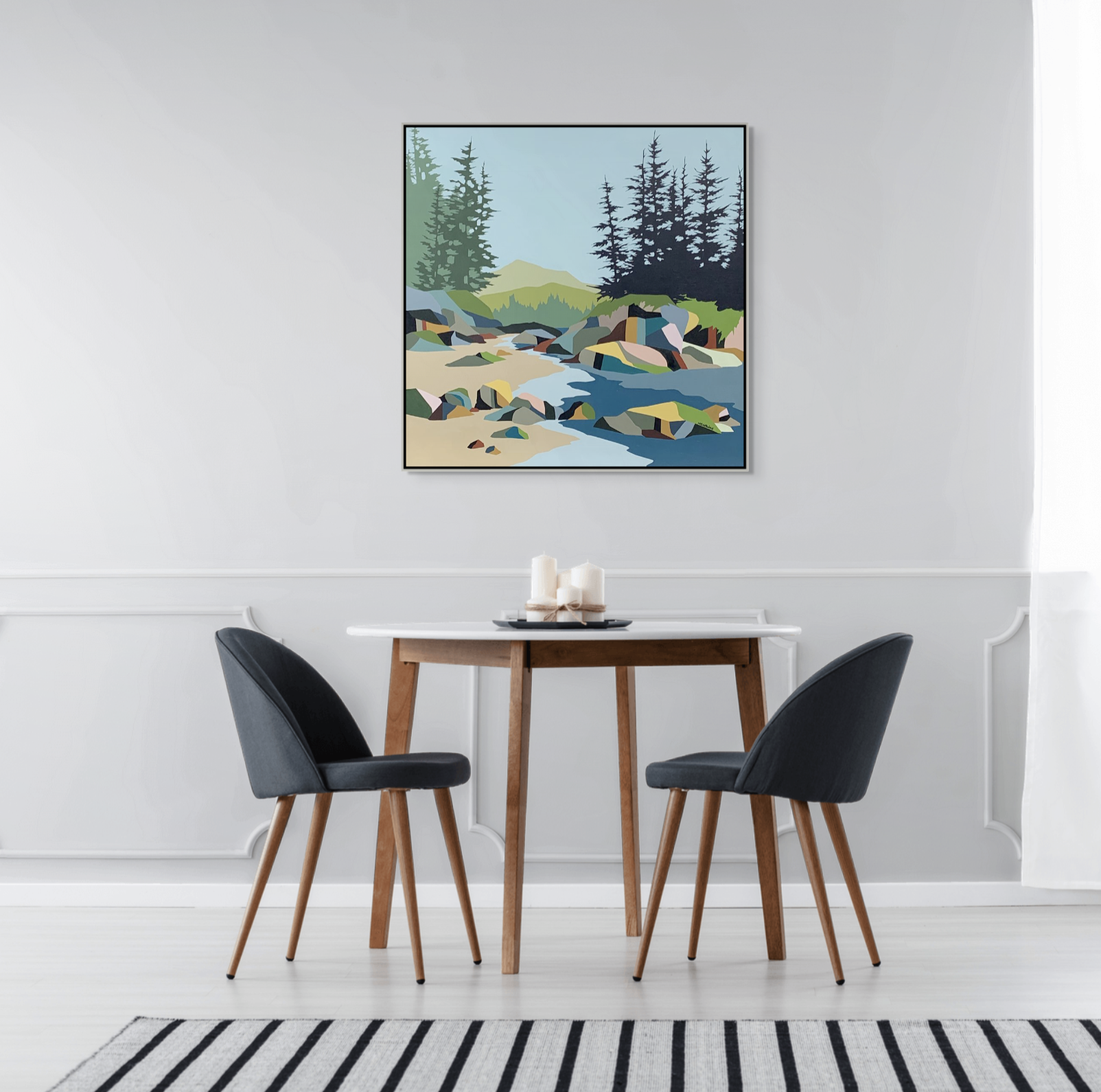 Happily Between a Rock and a Hard Place, original acrylic landscape painting by Michelle Barkway at Effusion Art Gallery in Invermere, BC.
