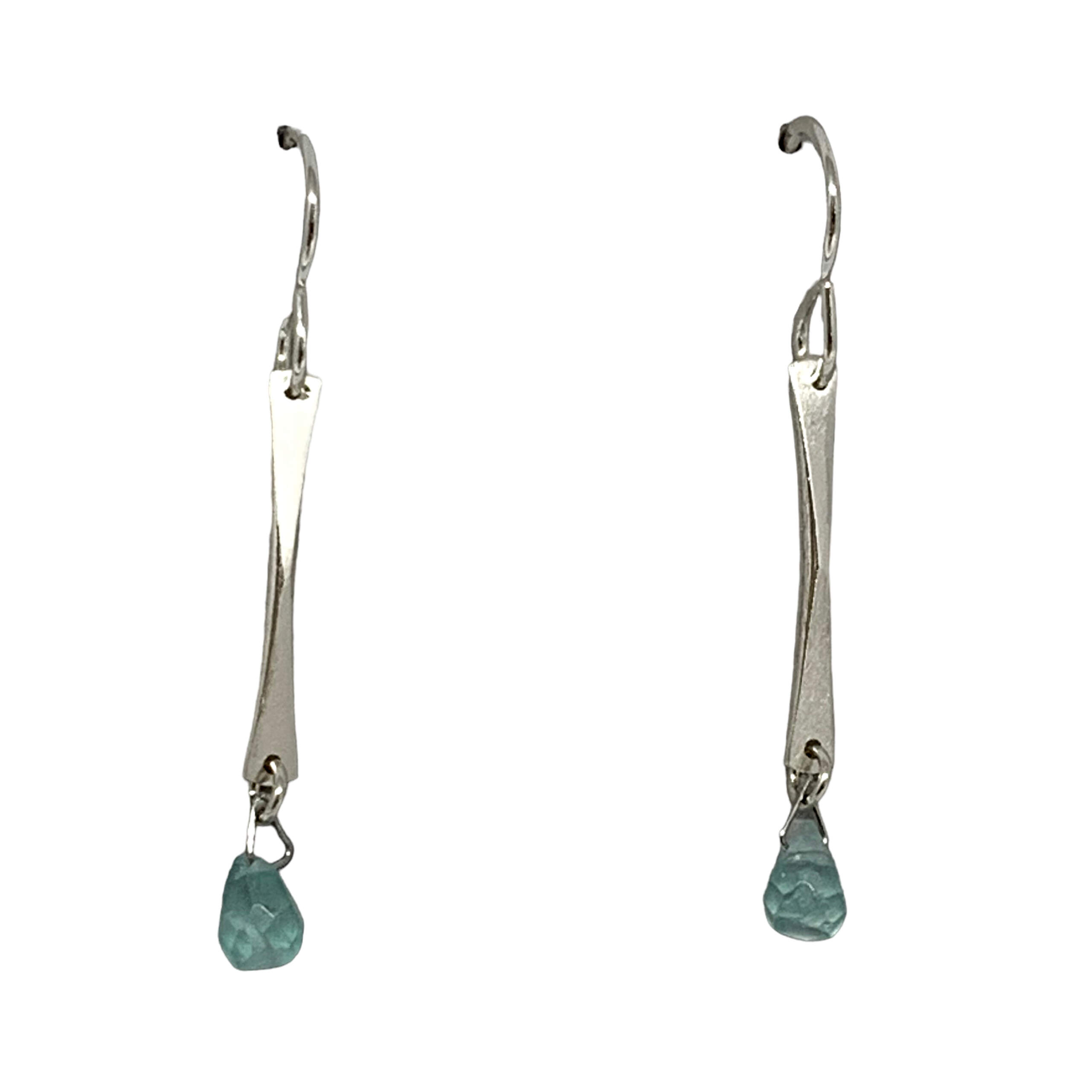 Handmade silver + blue zircon earrings by A&R Jewellery at Effusion Art Gallery in Invermere, BC.