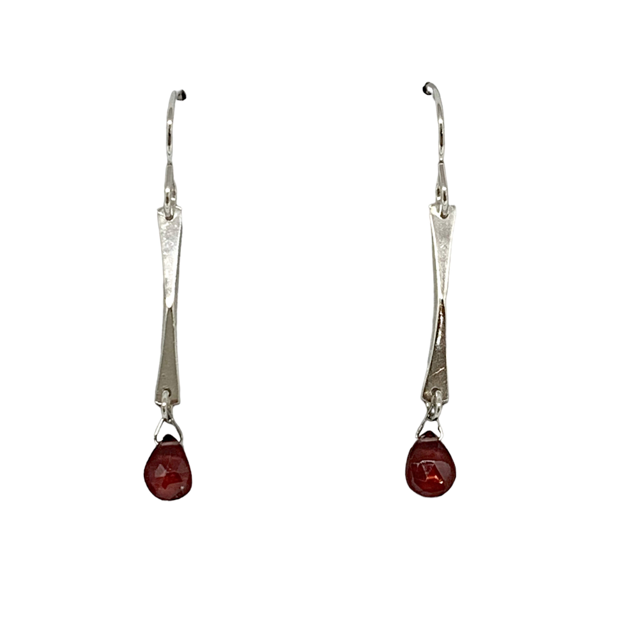 Handmade silver + garnet earrings by A&R Jewellery at Effusion Art Gallery in Invermere, BC.