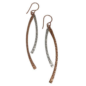Handmade silver and copper earrings by A&R Jewellery at Effusion Art Gallery in Invermere, BC.