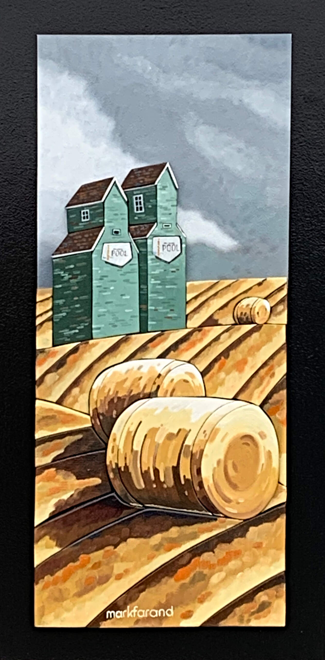 Two of a Kind, original 3-D grain elevator painting by Mark Farand at Effusion Art Gallery in Invermere, BC