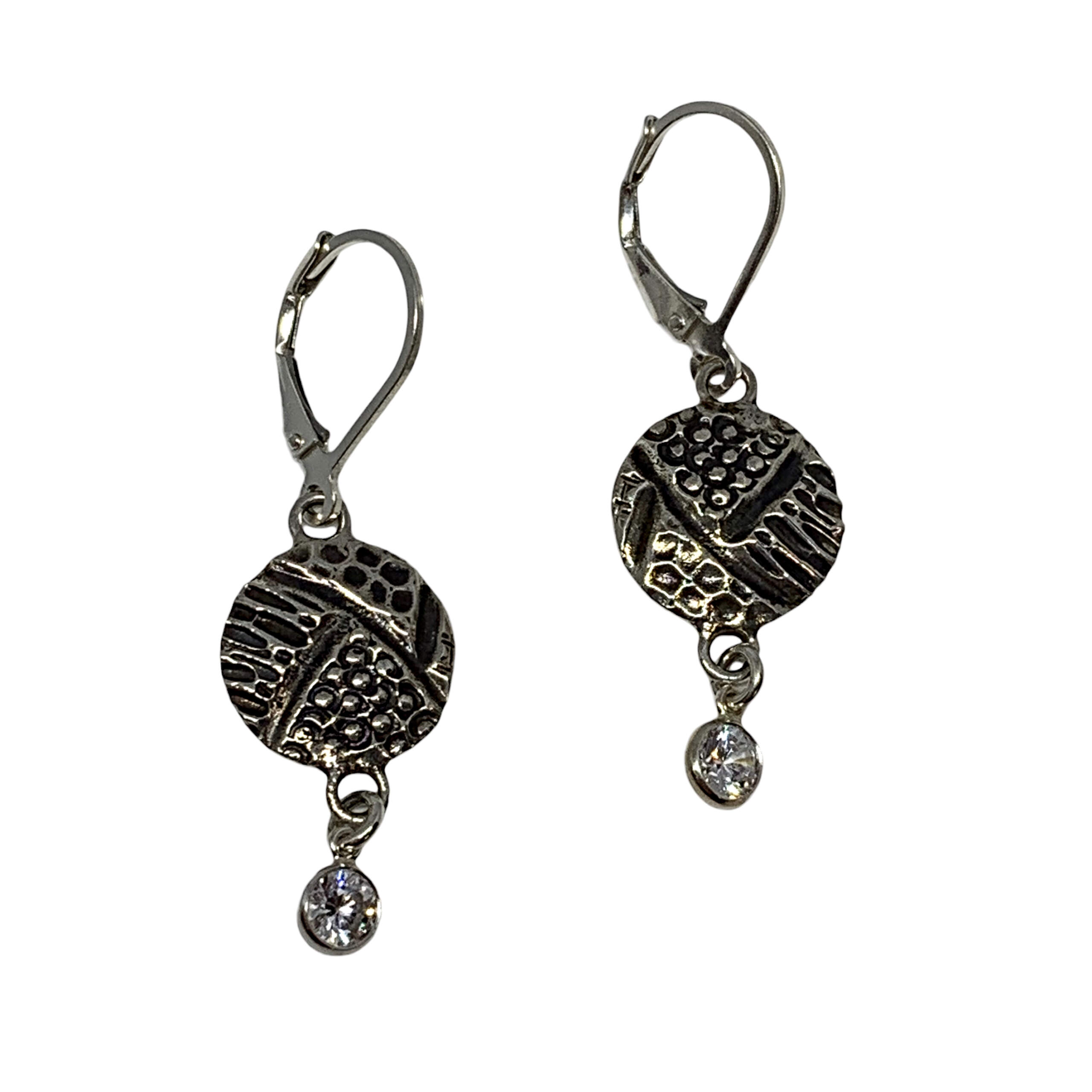 Handmade sterling silver and CZ earrings by Karyn Chopik | Effusion Art Gallery, Invermere, BC