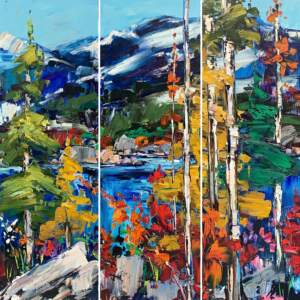 Cautiously Reckless, original oil mountain lake landscape painting by Kimberly Kiel | Effusion Art Gallery, Invermere, BC