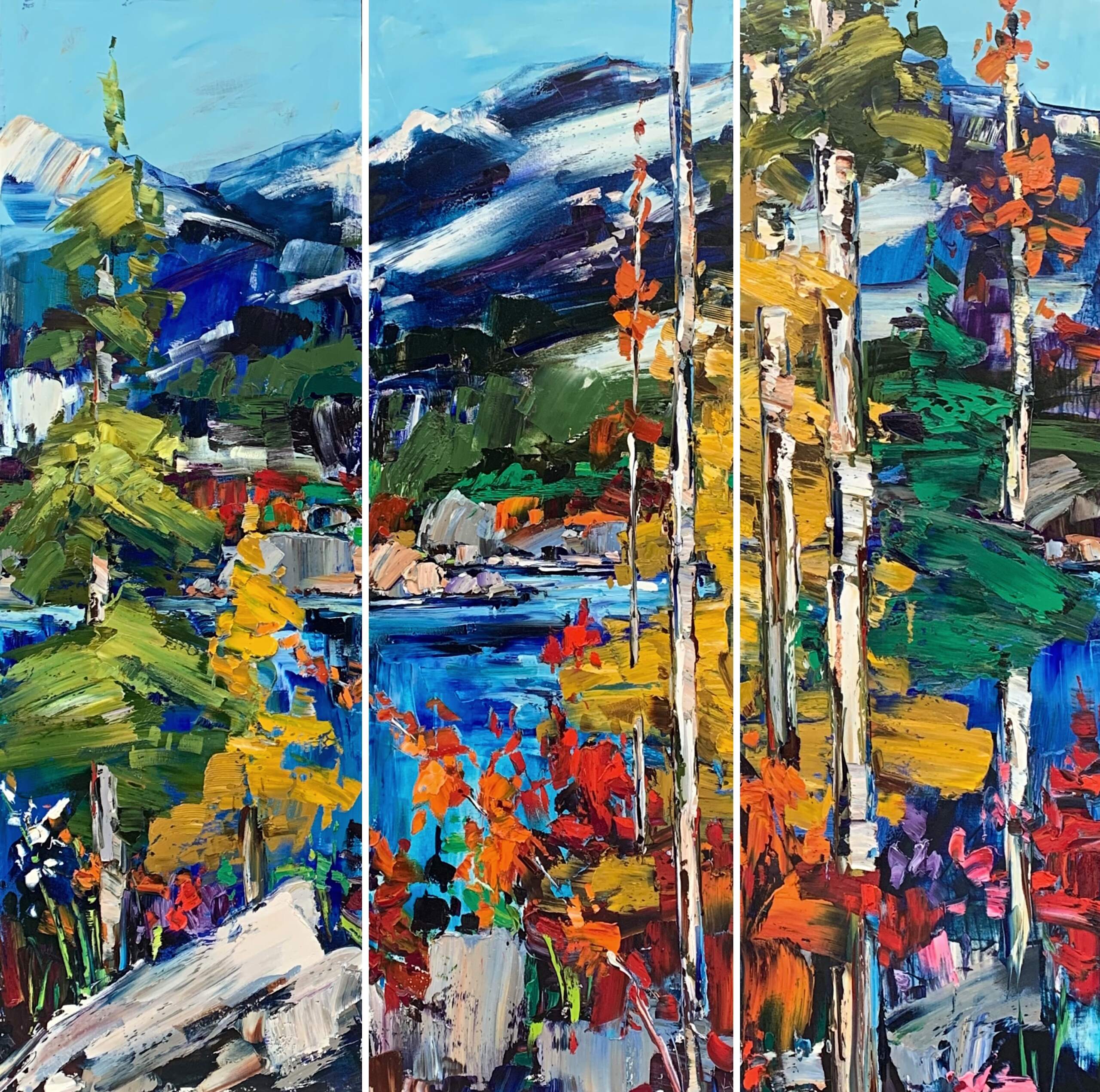 Cautiously Reckless, original oil mountain lake landscape painting by Kimberly Kiel | Effusion Art Gallery, Invermere, BC