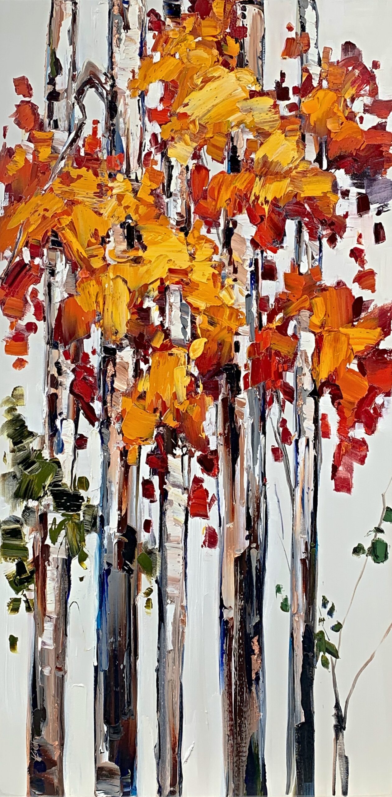 Just Let Light be Light, original mixed media autumn tree painting by Kimberly Kiel | Effusion Art Gallery, Invermere, BC