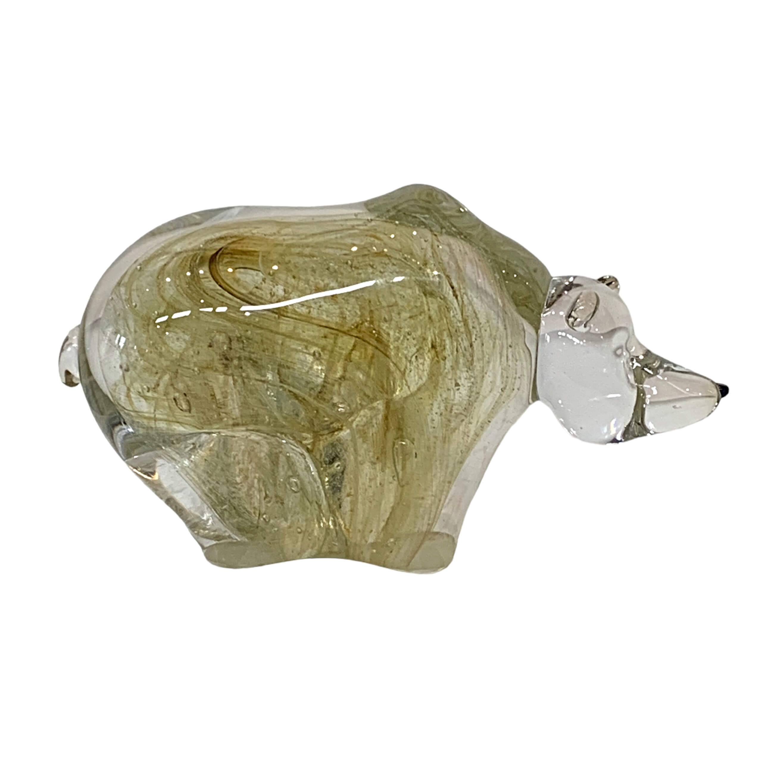 One of a kind blown glass grizzly bear sculpture by Hayden MacRae at Effusion Art Gallery in Invermere, BC