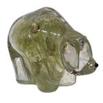 One of a kind blown glass grizzly bear sculpture by Hayden MacRae at Effusion Art Gallery in Invermere, BC