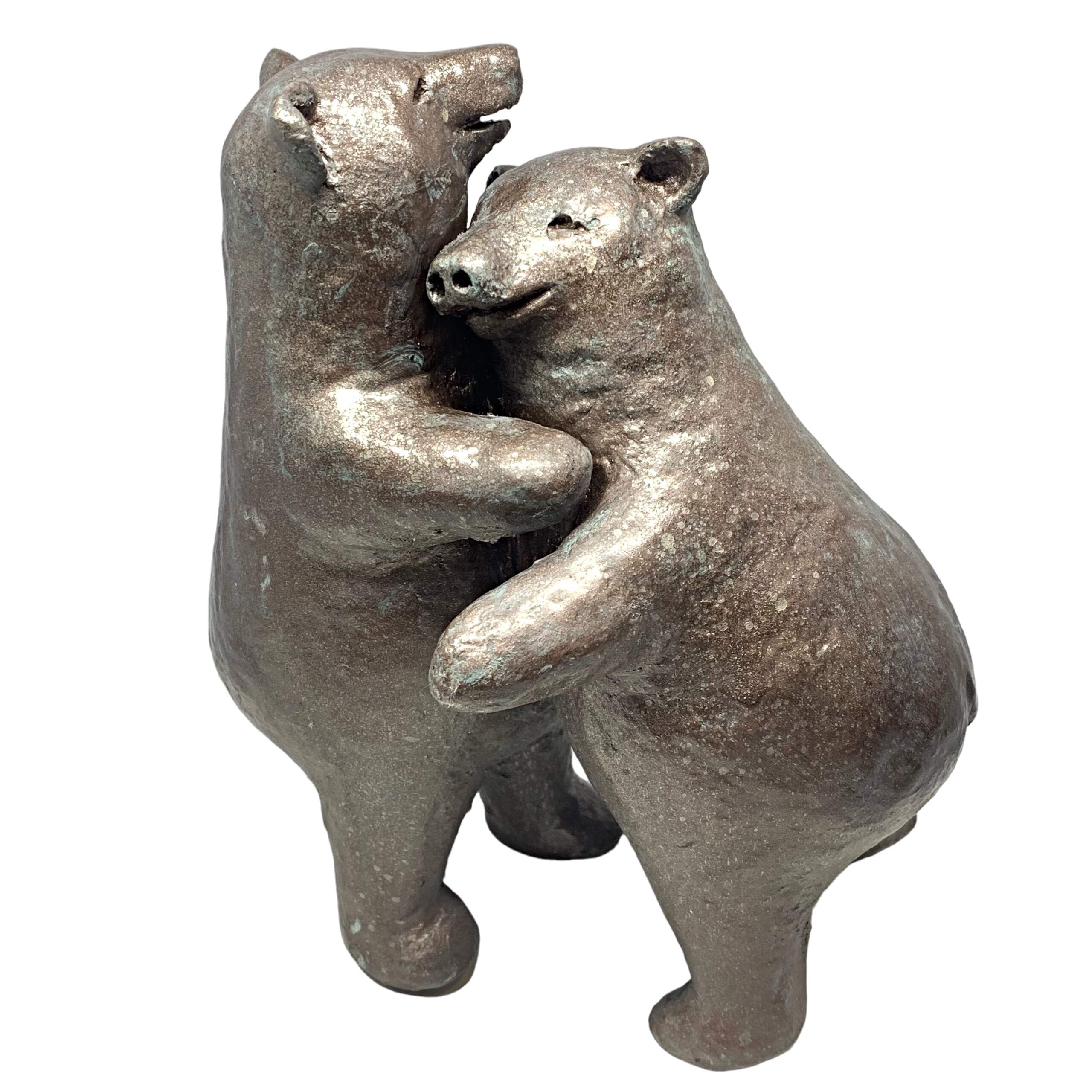 Group Hug, cute hugging mixed media bear sculptures by Karin Taylor at Effusion Art Gallery in Invermere, BC.