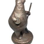 Hockey Game ON, cute mixed media hockey bear sculpture by Karin Taylor at Effusion Art Gallery in Invermere, BC.