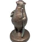 Hockey Game ON, cute mixed media hockey bear sculpture by Karin Taylor at Effusion Art Gallery in Invermere, BC.