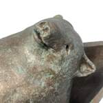 Living the Dream, cute mixed media bear sculpture relaxing in a canoe by Karin Taylor at Effusion Art Gallery in Invermere, BC.