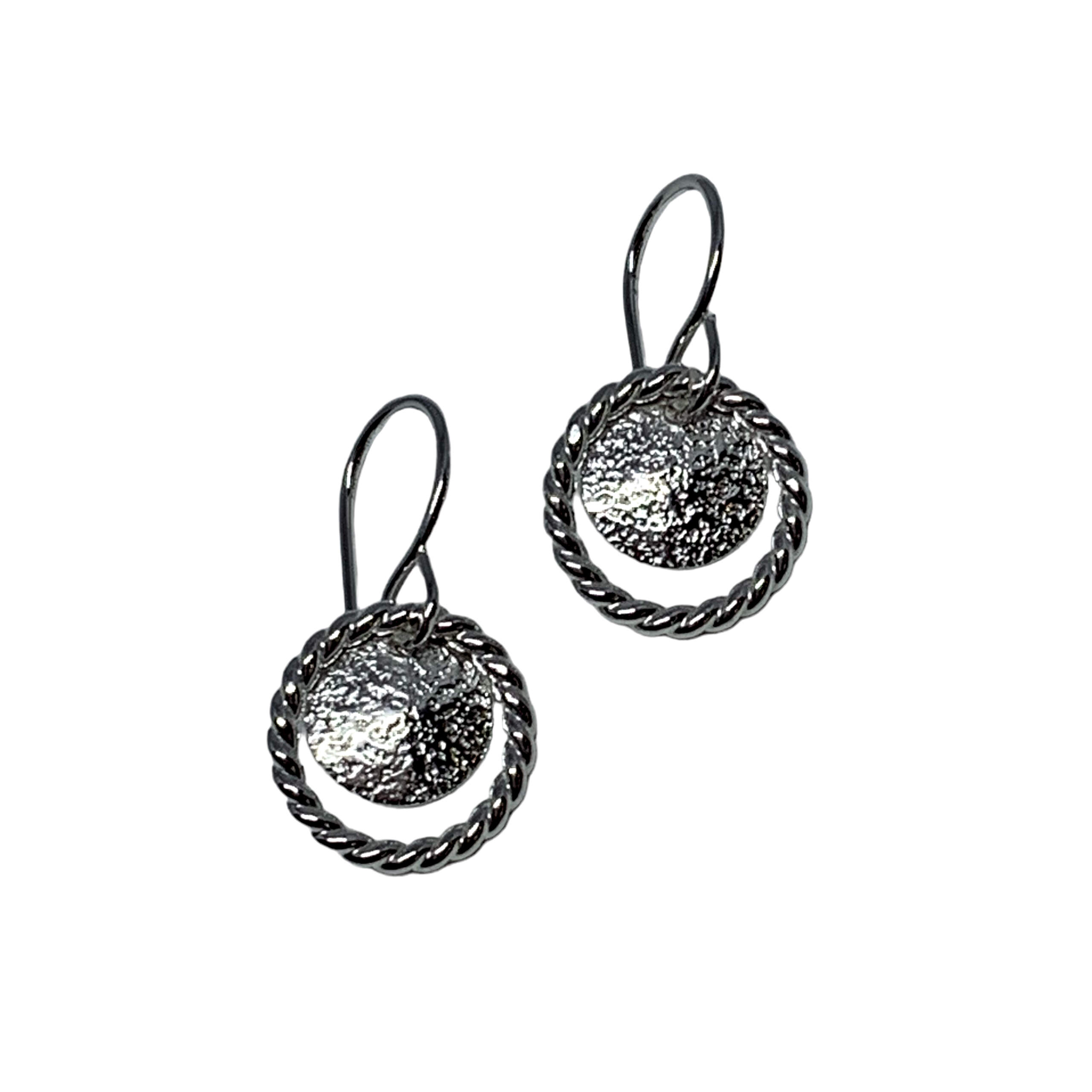 Handmade silver earrings by A&R Jewellery at Effusion Art Gallery in Invermere, BC.