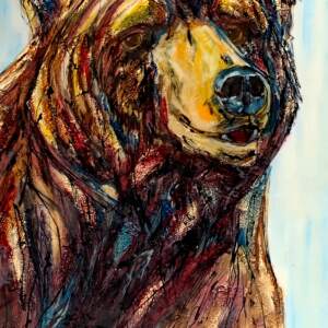 Ground of Being, mixed media bear painting by Canadian artist David Zimmerman | Effusion Art Gallery in Invermere, BC.