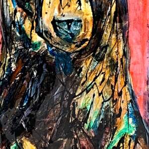 Story Telling, mixed media bear painting by Canadian artist David Zimmerman | Effusion Art Gallery in Invermere, BC.