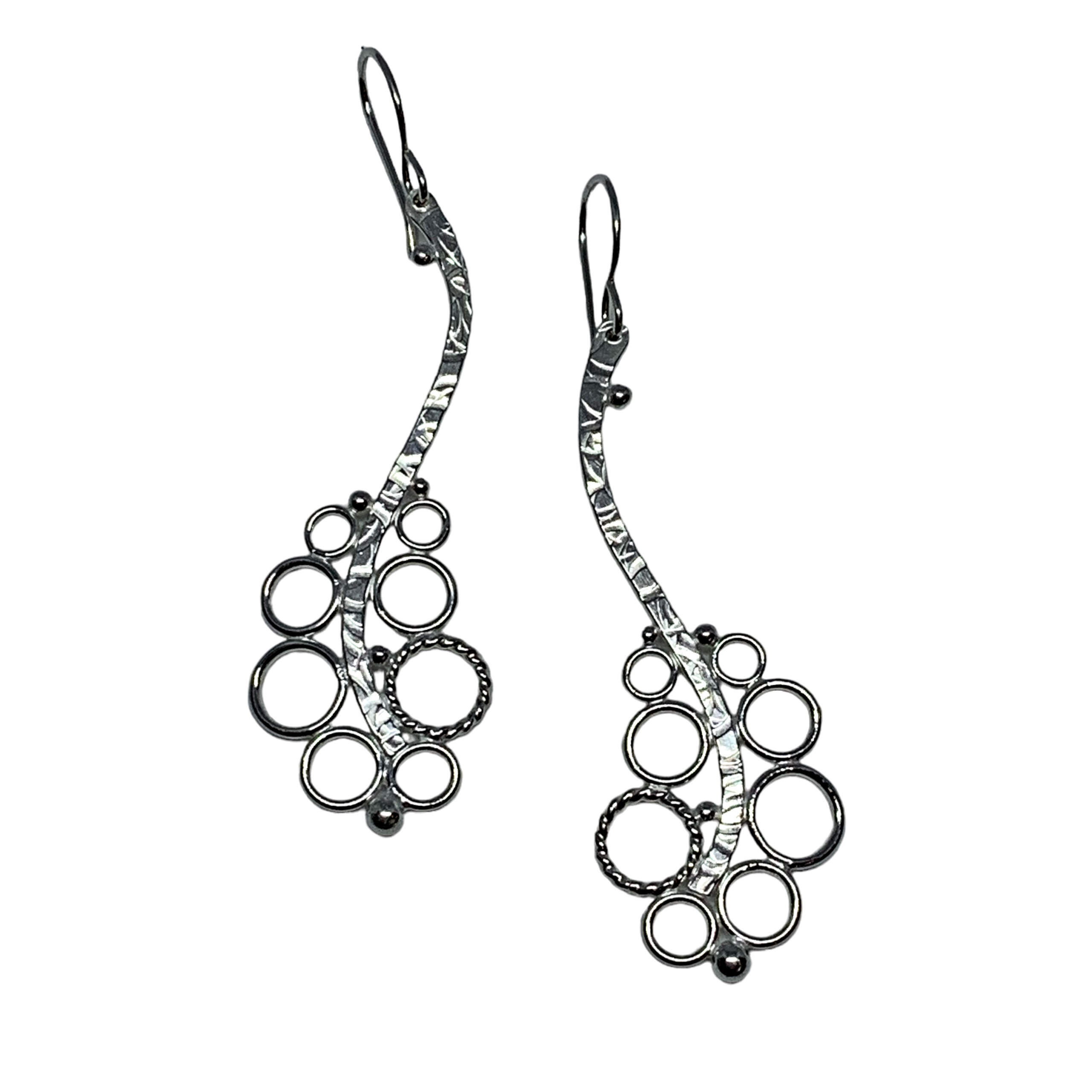 Handmade silver earrings by A&R Jewellery at Effusion Art Gallery in Invermere, BC.