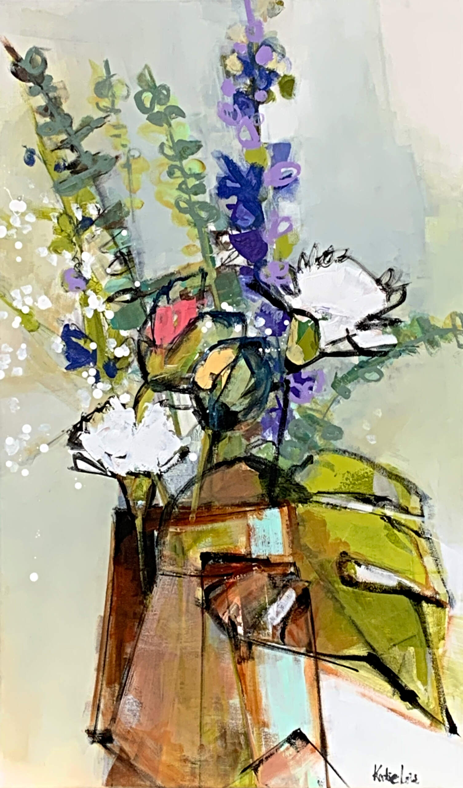 Sunday Best, original acrylic floral painting by Canadian artist Katie Lois at Effusion Art Gallery in Invermere, BC