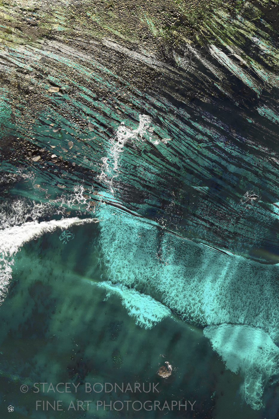 Ocean and Earth Panel 1, original composite photograph by Canadian artist Stacey Bodnaruk at Effusion Art Gallery in Invermere, BC.