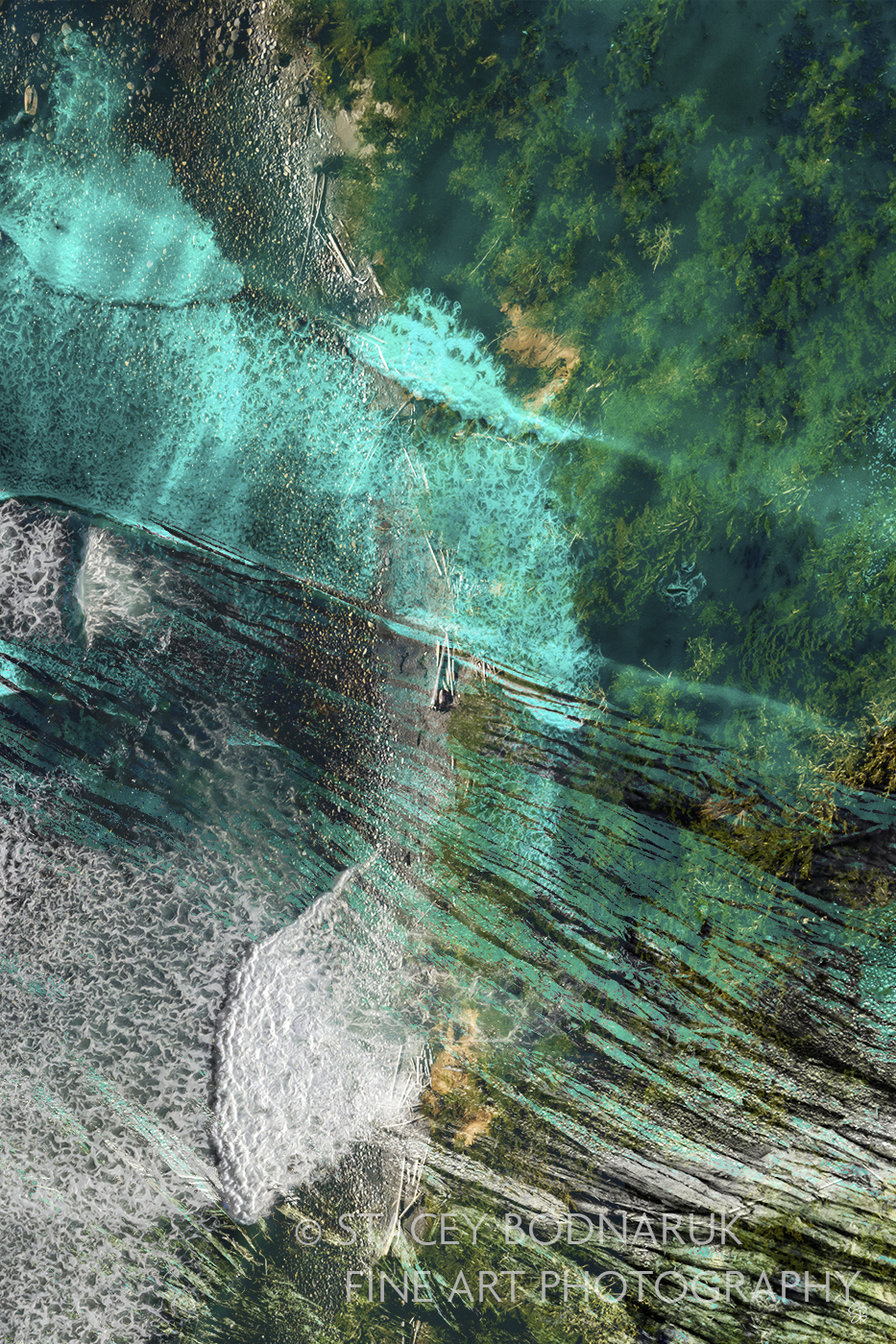 Ocean and Earth Panel 2, original composite photograph by Canadian artist Stacey Bodnaruk at Effusion Art Gallery in Invermere, BC.