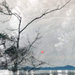 Red Sun Rising, original composite photograph by Canadian artist Stacey Bodnaruk at Effusion Art Gallery in Invermere, BC.