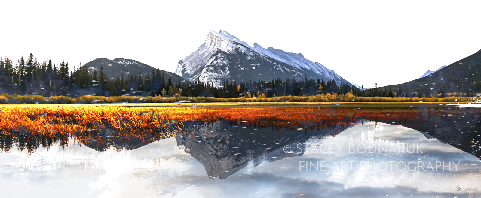 Sundance Mt Rundle, composite photograph by Stacey Bodnaruk at Effusion Art Gallery in Invermere, BC.