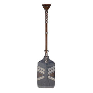 One of a kind reclaimed metal canoe paddle sculpture by Wendy Stone