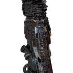The Night Watch, Reclaimed Metal Owl Clock Sculpture by Wendy Stone at Effusion Art Gallery in Invermere, BC.